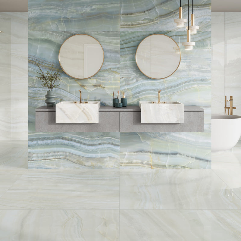 Chroma Blue Marble 60 x 120cm Polished Porcelain Tiles