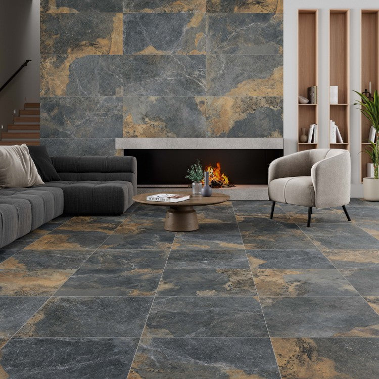 Strato Natural Slate 60 x 60cm Slate Effect Porcelain Tiles