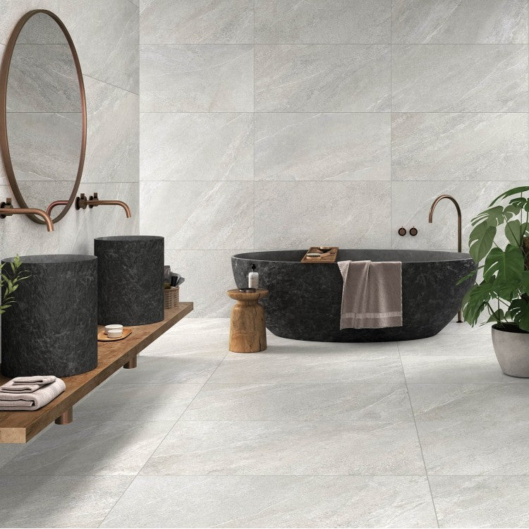Sakhir Grey 60 x 120cm Stone Effect Porcelain Tiles