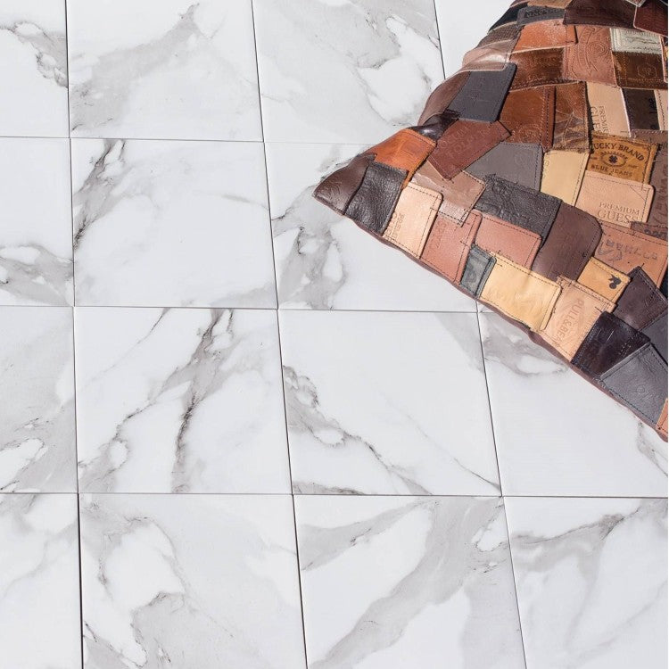 Alba White Marble Matt Porcelain Tiles 20 x 20cm