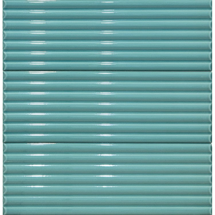 Atlas Teal Gloss Fluted Ceramic Wall Tiles 12 x 35cm