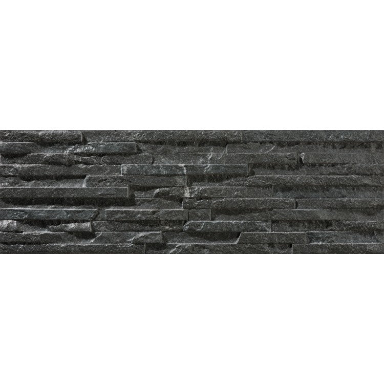 Behobia Black 17 x 52cm Porcelain Split face Tiles