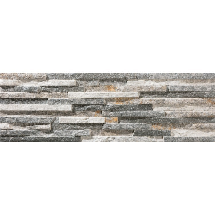 Behobia Grey 17 x 52cm Porcelain Split face Tiles