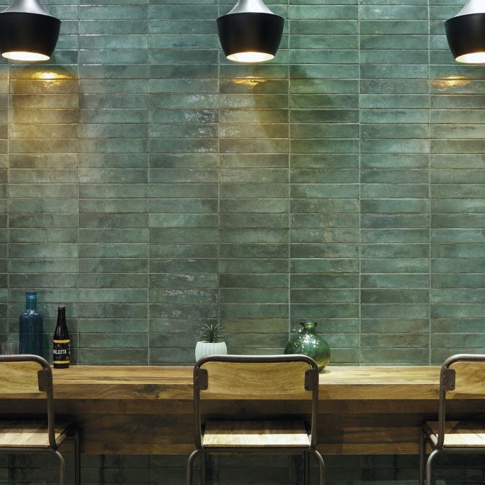 Raku Green 6 x 27cm Wall Tiles