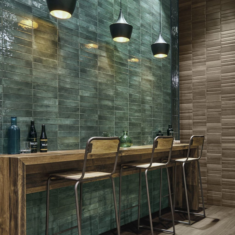 Raku Green 6 x 27cm Wall Tiles