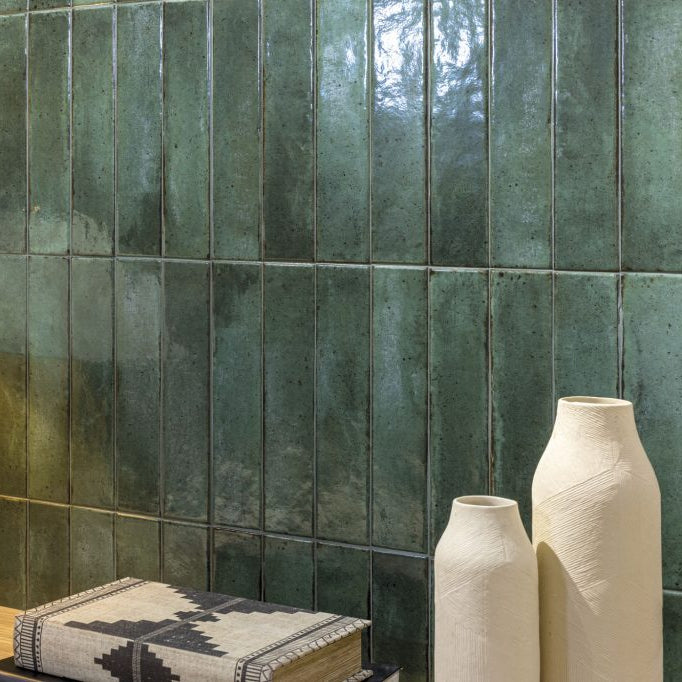Raku Green 6 x 27cm Wall Tiles