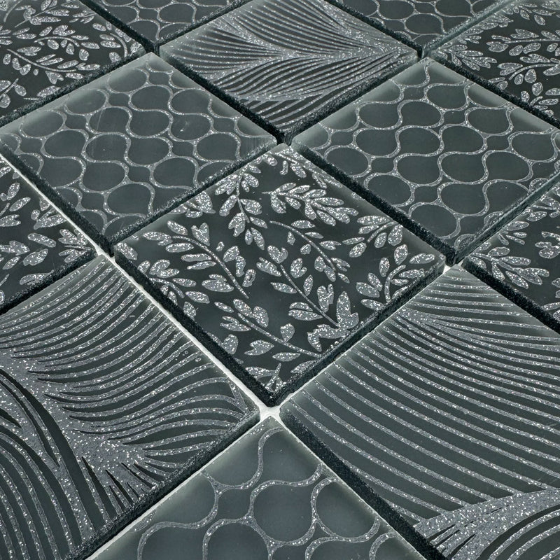 Eden Black Glass Mosaic Tile