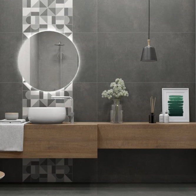Concrete Effect Dark Grey 30 x 60cm Porcelain Tiles