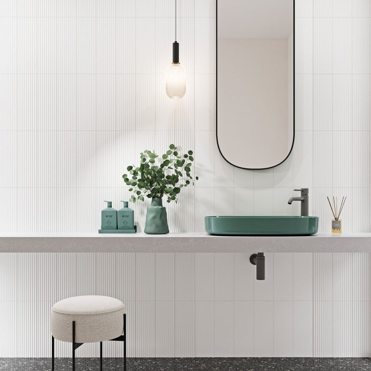 Atlas Flat White Gloss Ceramic Wall Tiles 12 x 35cm