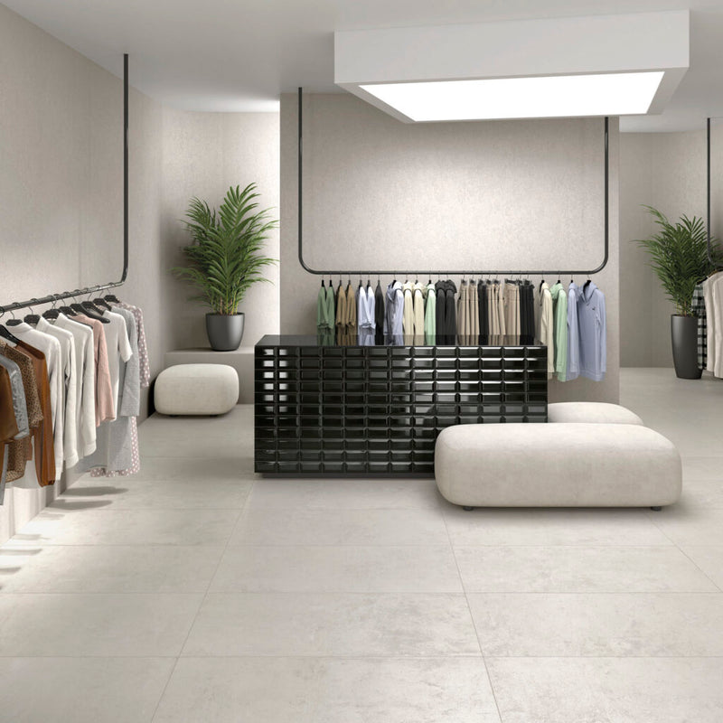 Concrete Effect Light Beige 600 x 600mm Porcelain Tiles