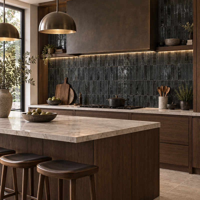 Nissel Black 7.5cm x 30cm Gloss Ceramic Wall Tiles