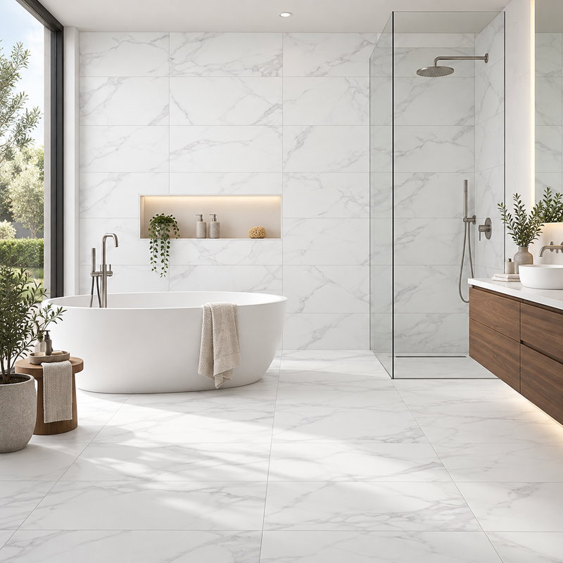 White marble tiles