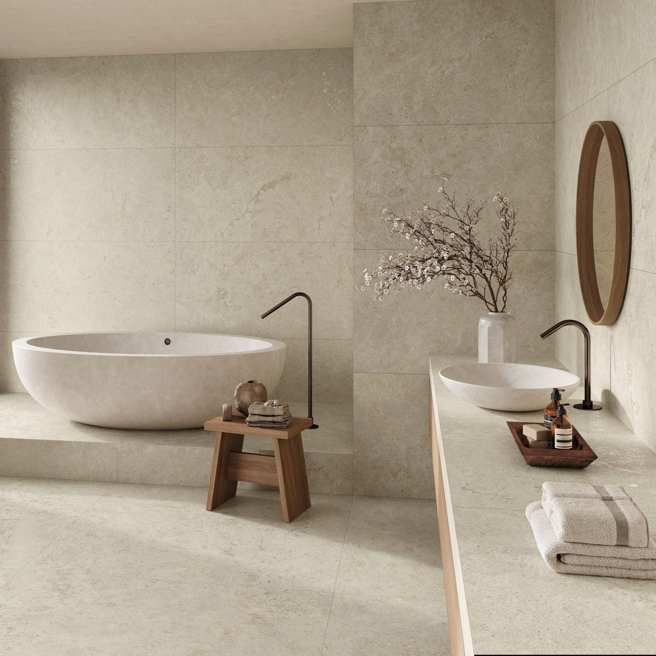 Limestone effect porcelain tiles 60 x 120cm