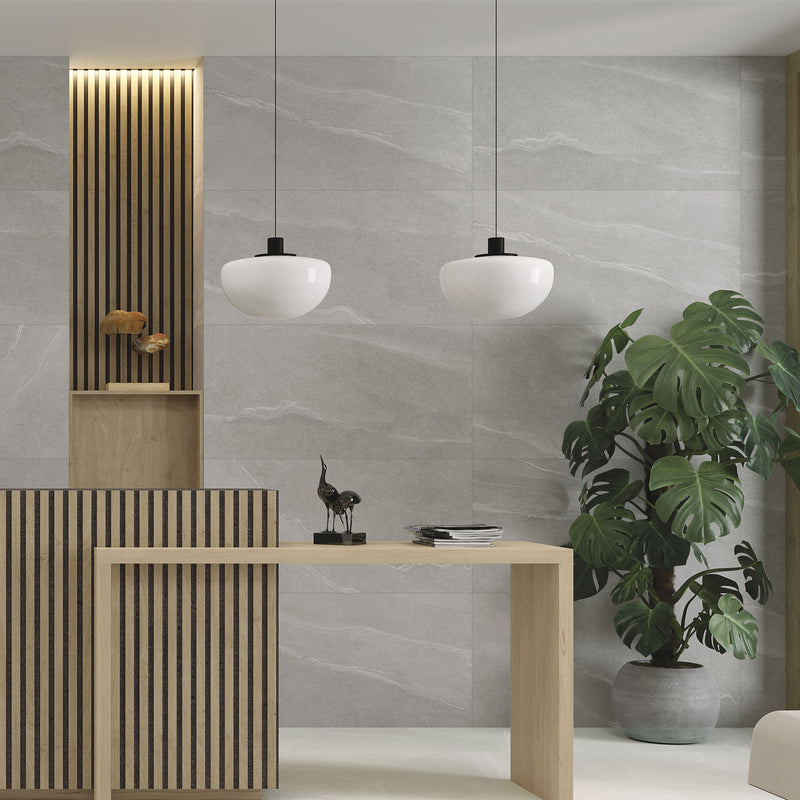 Austral Grey 30 x 60cm Porcelain Tiles Stone Effect