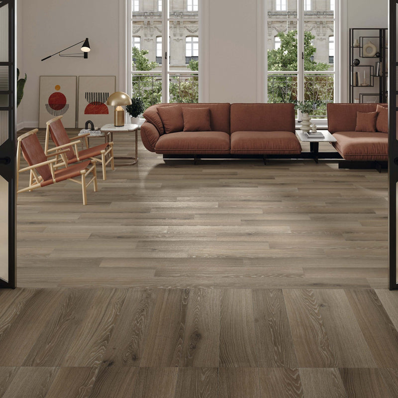 Civic Brown 15 x 90 cm Porcelain Wood Effect Tile