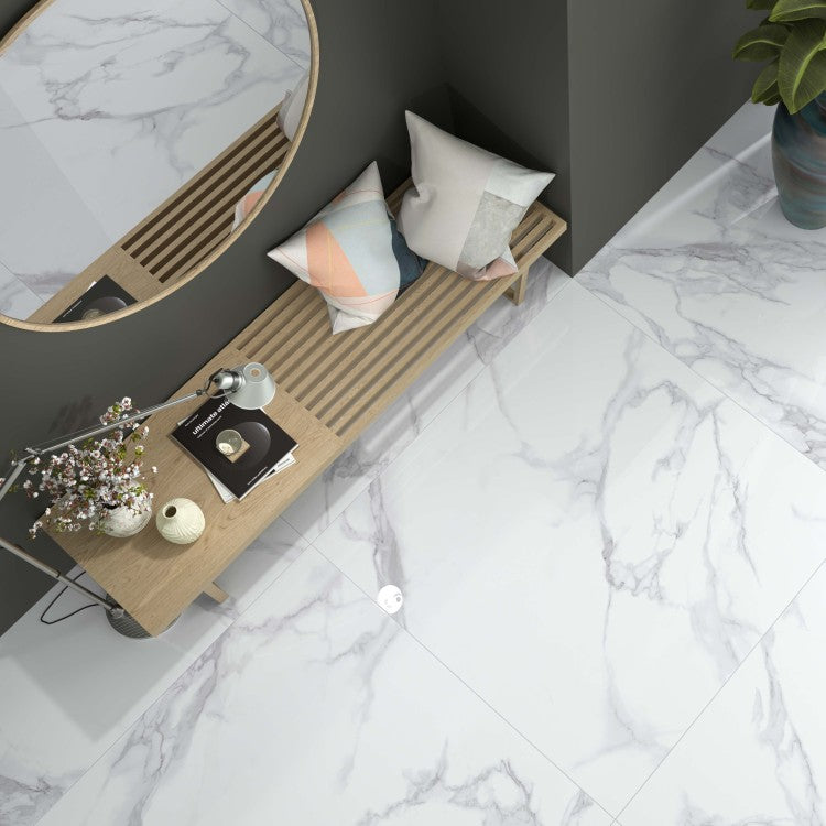 Purity White Marble 100 x 100cm Porcelain Tiles