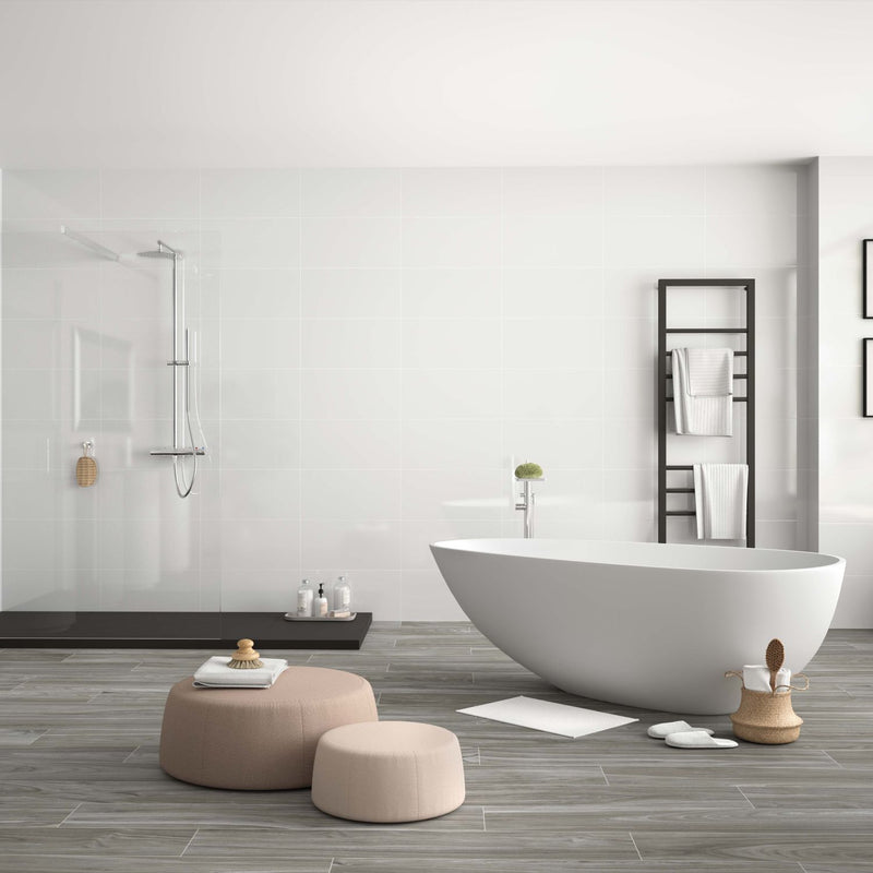 Flat White Gloss 30 x 60cm Ceramic Wall Tile