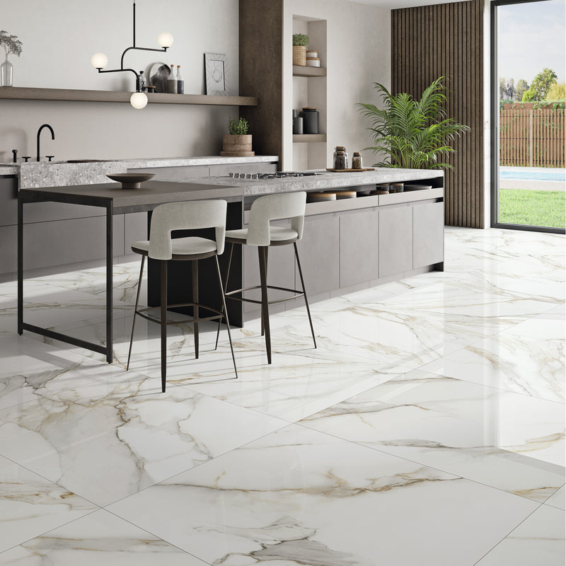Lumiere Gold Marble 100 x 100cm Polished Porcelain Tiles