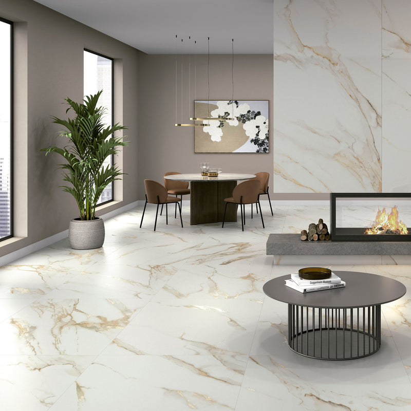 Lumiere Gold Marble 100 x 100cm Matt Porcelain Tiles