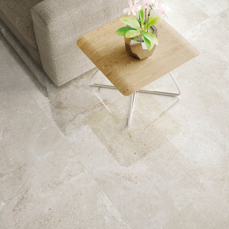 Cream 60 x 60cm Stone Effect Porcelain Tiles