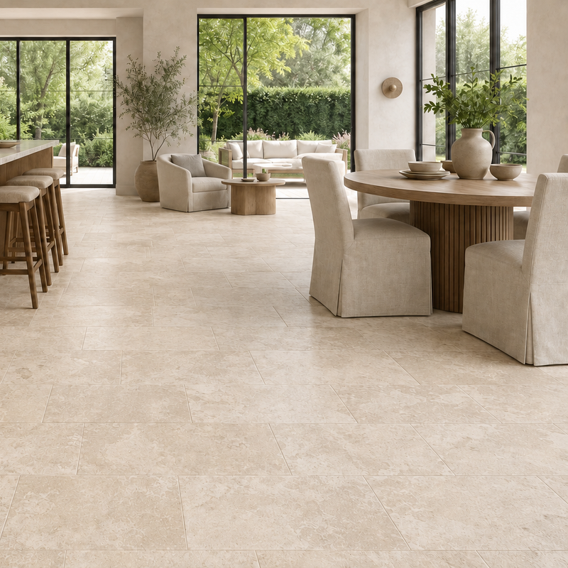 Cream Travertine Porcelain Tiles