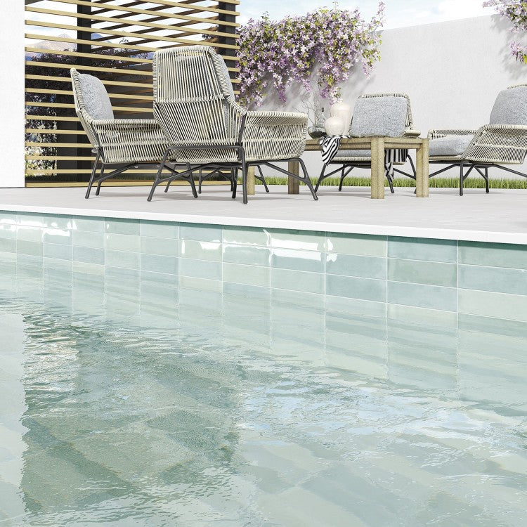 Zellige Mint Green 7 x 28cm Gloss Porcelain Tiles