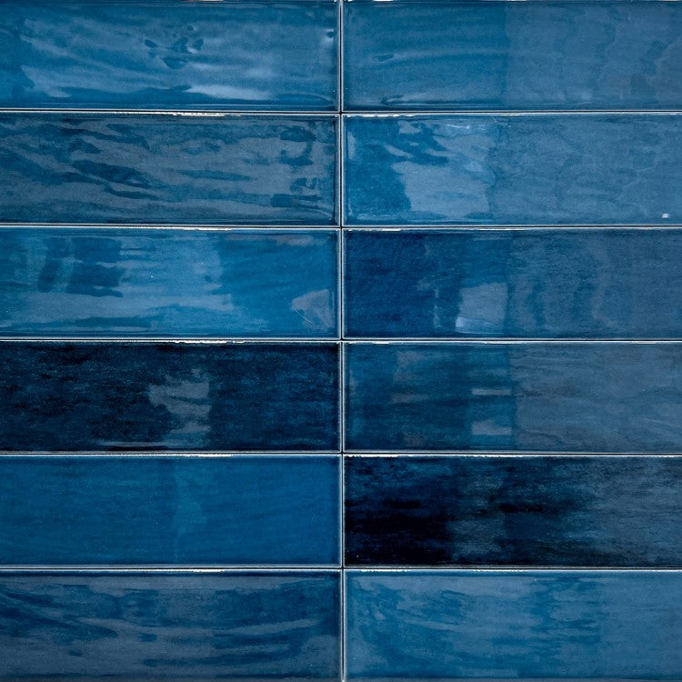 Zellige Blue 7 x 28cm Gloss Porcelain Tiles