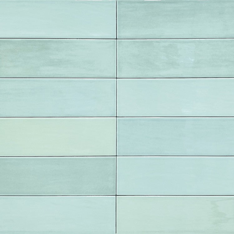 Zellige Mint Green 7 x 28cm Gloss Porcelain Tiles