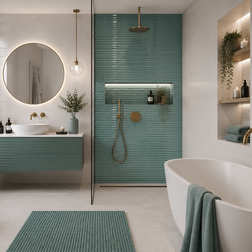 Fluted Teal Tiles