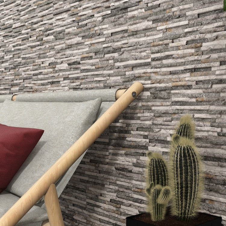 Behobia Grey 17 x 52cm Porcelain Split face Tiles