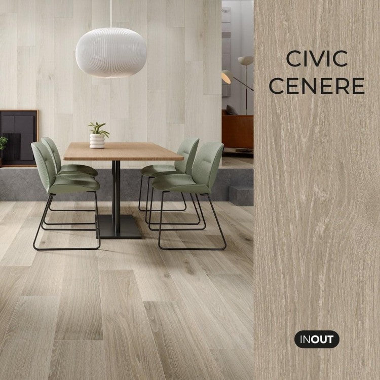 Civic Cenere 15 x 90 cm Porcelain Wood Effect Tile