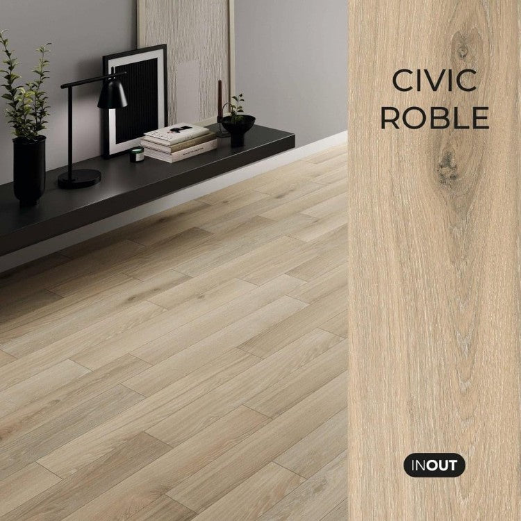 Civic Roble 15 x 90 cm Porcelain Wood Effect Tile