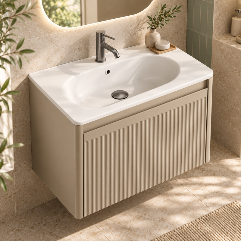 Fluted 60cm Wall hung Vanity and Basin Branded RRP £971