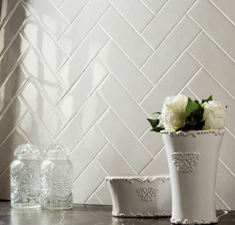 Ibiza Bone 7.5cm x 22.5cm Cream Gloss Ceramic Wall Tiles