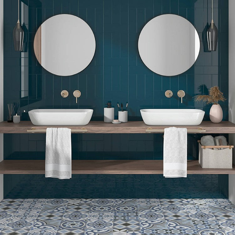 Ibiza Cobalt Blue 7.5cm x 22.5cm Gloss Ceramic Wall Tiles