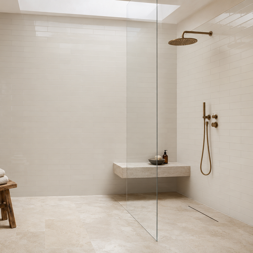 cream gloss wall tiles