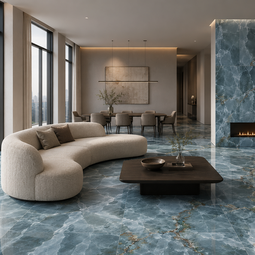 Blue polished marble porcelain tiles
