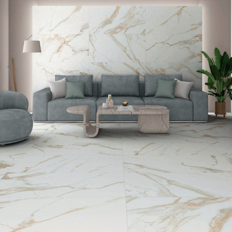 Lumiere Gold Marble 100 x 100cm Matt Porcelain Tiles