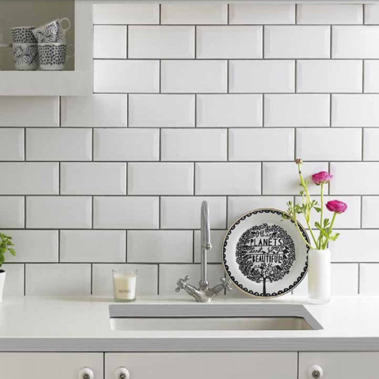 Metro White Bevel 10 x 20cm Tiles