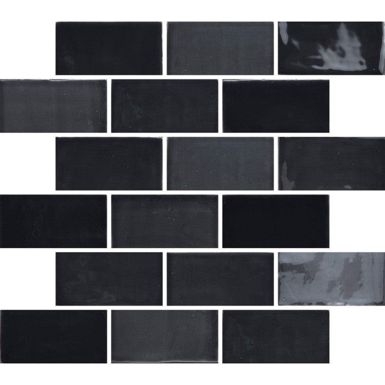 New Zellige Charcoal 6.5 x 13cm Gloss Wall Tiles