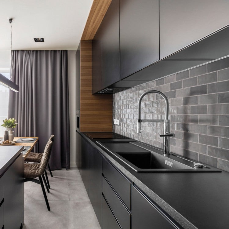 New Zellige Smoke Grey 6.5 x 13cm Gloss Wall Tiles