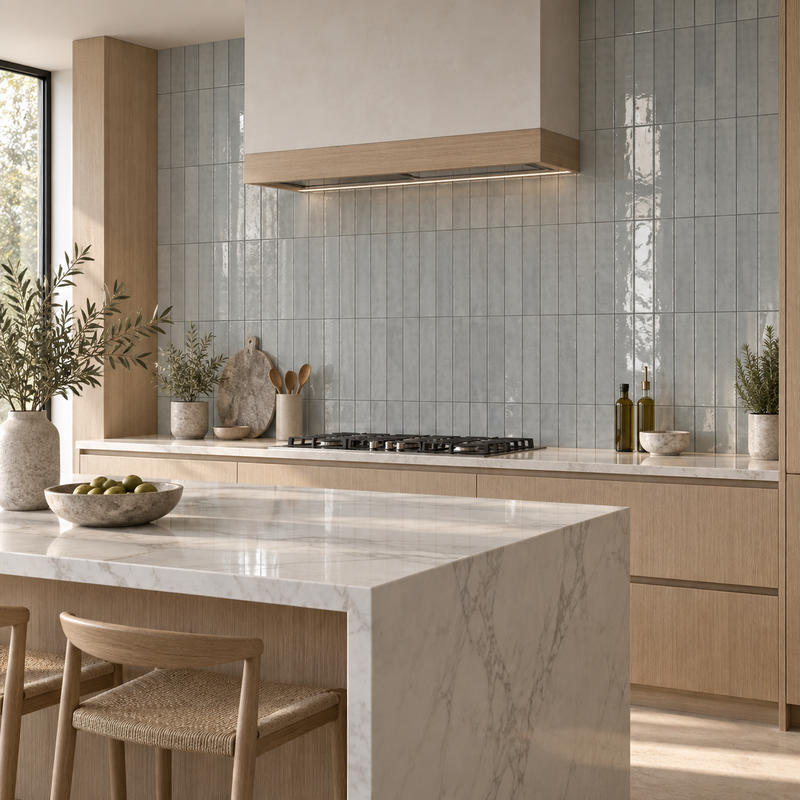 Nissel Grey 7.5cm x 30cm Gloss Ceramic Wall Tiles