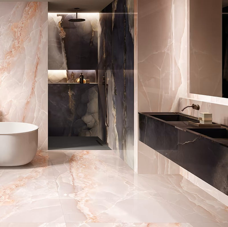 Tele di Marmo Onyx Pink 60 x 120cm Marble Matt Porcelain Tiles