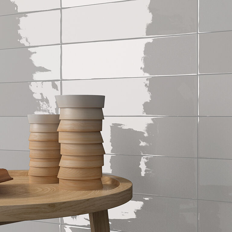 Crafted Gradient Plain Ceramic Grey Wall Tile 75x300mm