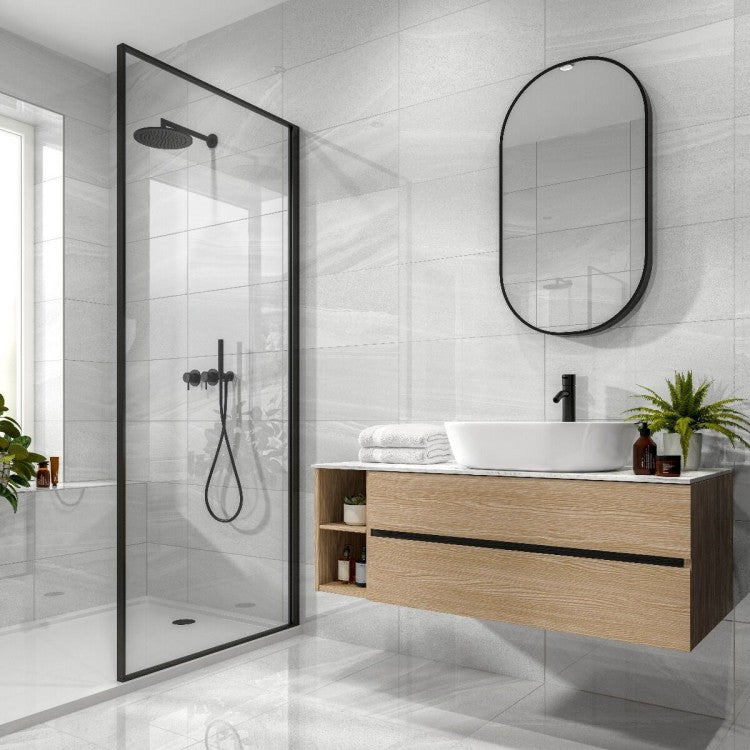 Anderley Light Grey Polished Glazed Porcelain Wall & Floor Tile 600x600mm