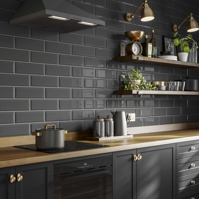 Metro Dark Grey Ceramic Wall Tile 100x300mm