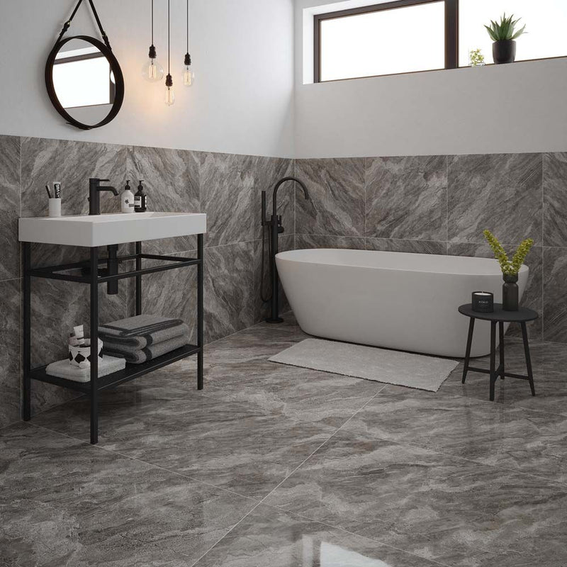 Apollo Grey Polished Glazed Porcelain W&F 600x1200mm