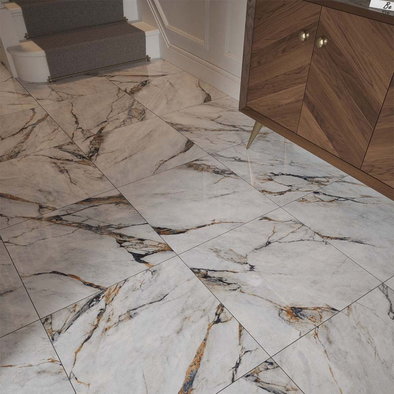 Hestia Viola Marble Polished Glazed Porcelain W&F 600x600mm