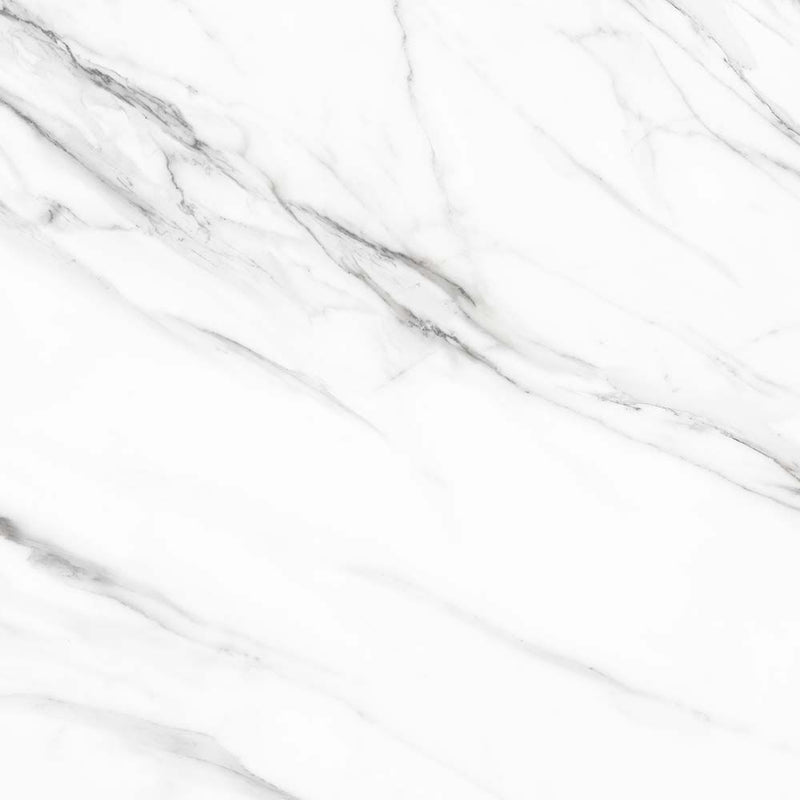 Verona Waldorf 600x600mm white marble effect matt porcelain tile with grey-toned veining.