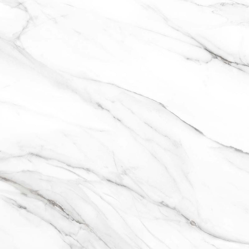 Verona Waldorf 600x600mm white marble effect matt porcelain tile with grey-toned veining.